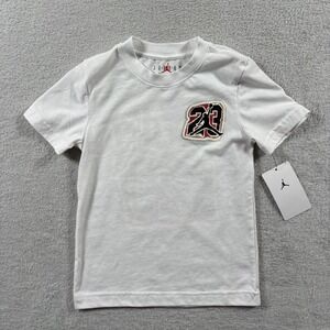 Jordan Collage T Shirt Boy 5 White Jersey Cotton Performance Basketball Crewneck